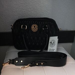 Valentino Orlandi Black Textured Crossbody Bag